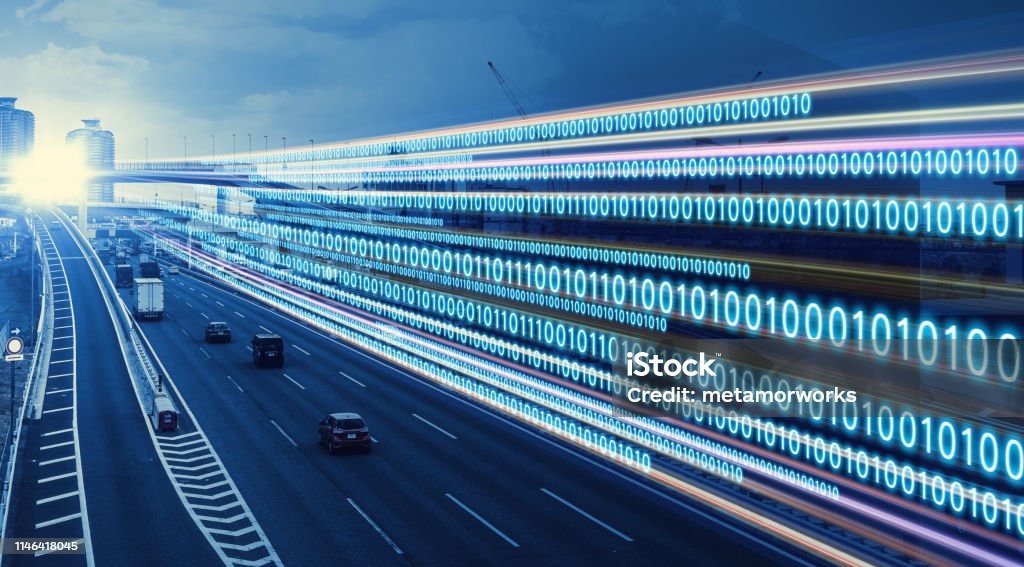 Digital transformation concept. Binary code.